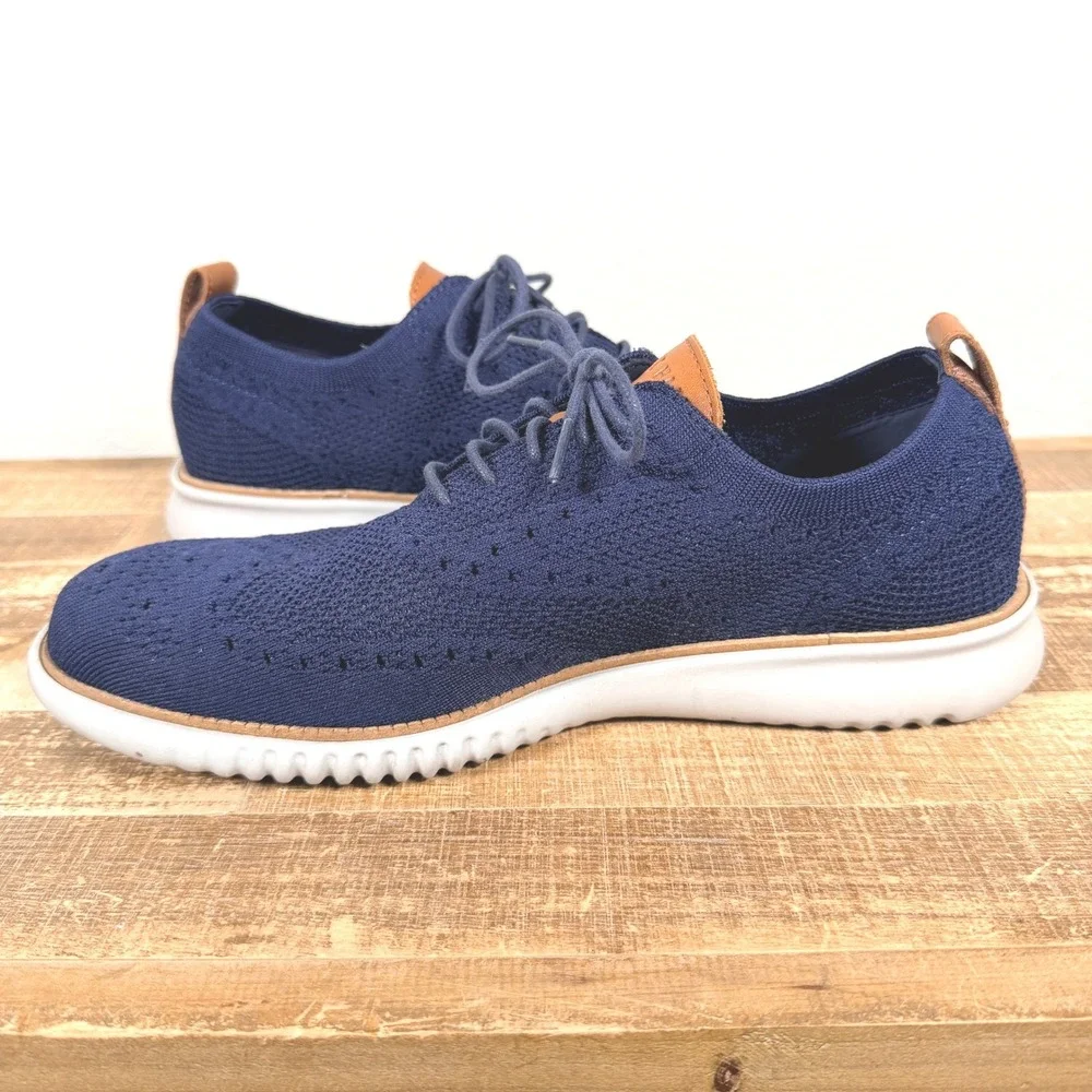 Cole Haan Zerogrand Stitchlite Oxford Shoes Mens 10M Navy Blue Wingtip C27569